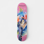  Meisje Bloemen Zee Schildpad Deck Skateboard (Voorkant)