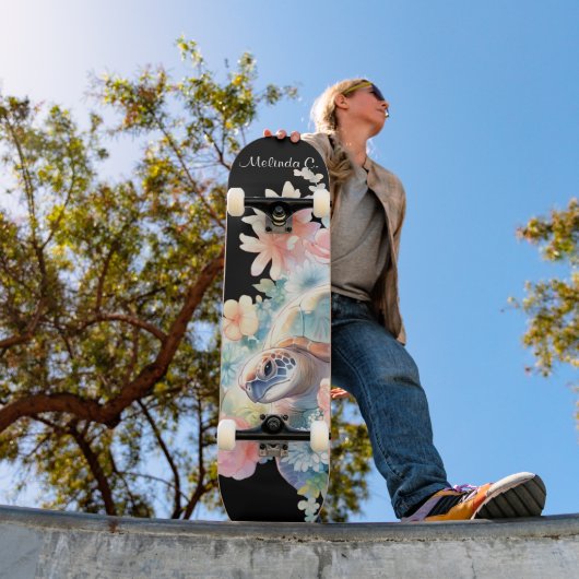 Meisje Bloemen Zee Schildpad Deck Skateboard (Buiten 1)