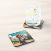 Meisje Blowing Bubbles Clouds Onderzetter Set (Rechterzijde)
