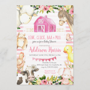 Meisje Boerderij Baby shower Uitnodiging