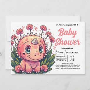 Meisje Bohemian Dinosaur Meisje Baby shower Kaart