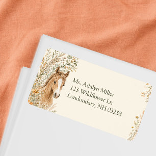 Meisje Boho Oranje Wilde Bloem Paard Verjaardag Ad Etiket