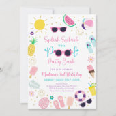 Meisje Boho Pool Party Verjaardag Kaart (Voorkant)