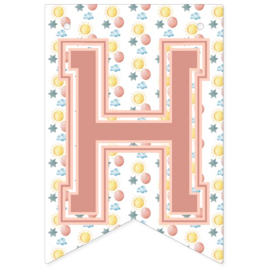 Meisje Boho Verjaardag Magic Light Coral Vlaggetjes (Tweede vlag)