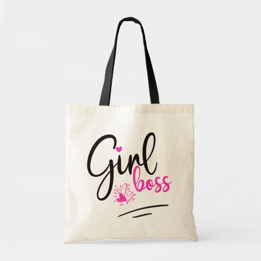 Meisje boss Stijlvol script hoort roze zwart Tote Bag (Voorkant)