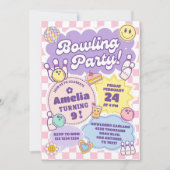 Meisje bowling party uitnodiging, Bowling verjaard Kaart (Voorkant)