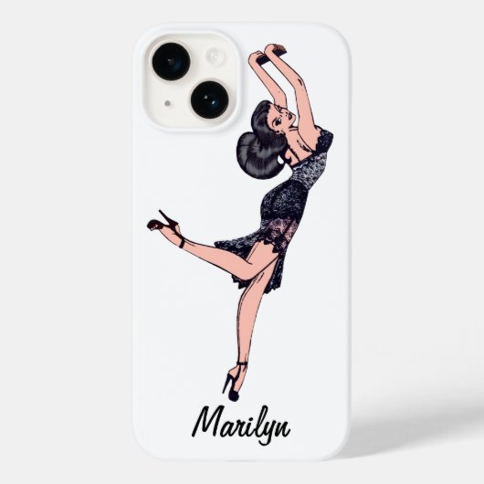 meisje, Brunette Blombshell Lingerie Case-Mate iPhone Case (Achterkant)