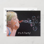 MEISJE: BUBBELS: KUNST: PARTIJ: UITNODIGING (Voorkant / Achterkant)