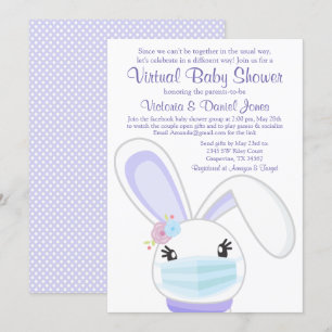 Meisje Bunny Masker Virtuele Baby Shower Kaart