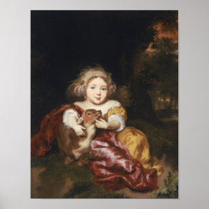 Meisje Caressing a Fawn Poster