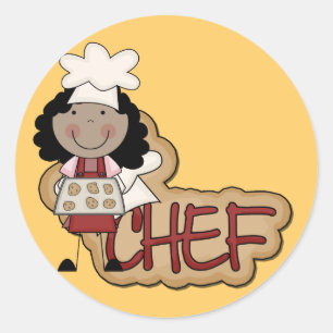 Meisje Chef Afro-Amerikaanse Tshirts en geschenken Ronde Sticker