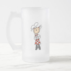 Meisje Chef Stickfiguur Mokken