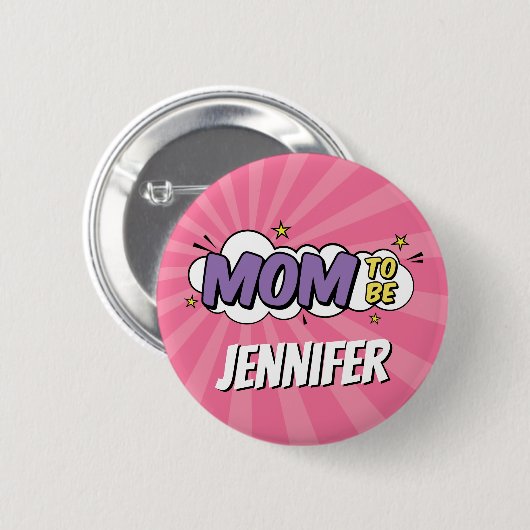 Meisje Comic Book Superhero Baby shower Mam Ronde Button 5,7 Cm (Voorkant /achterkant)