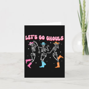 Meisje Cowgirl Lets Go Ghouls Halloween Ghost Danc Kaart