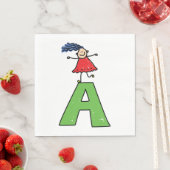 Meisje Dansen op Groene Brief Een Leuk Alfabet Servet (Insitu)