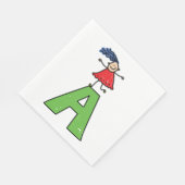 Meisje Dansen op Groene Brief Een Leuk Alfabet Servet (Hoek)