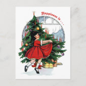 meisje danst rond de kerstboom briefkaart (Voorkant)