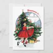  meisje danst rond de kerstboom kaart (Voorkant)