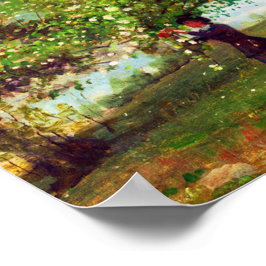 Meisje dat Apple bloesems schopt door Winslow Home Poster (Hoek)