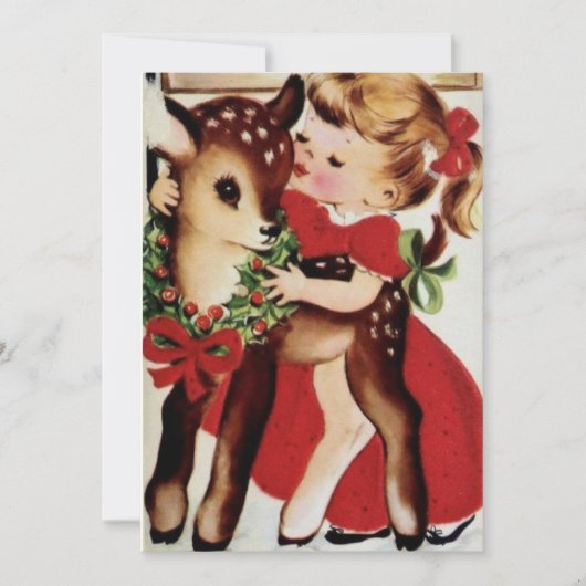 meisje dat Baby kerstmis borstkus Feestdagenkaart (Voorkant)