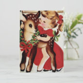 meisje dat Baby kerstmis borstkus Feestdagenkaart (Staand voorkant)