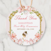 Meisje dat bidt Goud Eerste Heilige Communie Dank Bedankjes Labels (Achterkant)