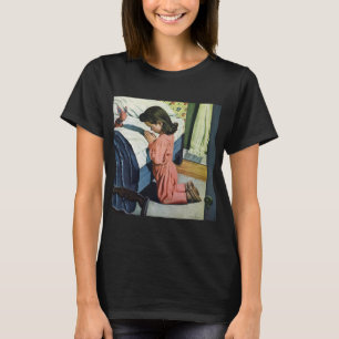 Meisje dat bidt voor het slapengaan, het Onze Vade T-shirt