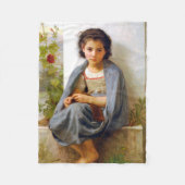 Meisje dat breit, Bouguereau Fleece Deken (Voorkant)