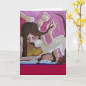 Meisje dat een boek leest en Siamese kat Kaart (Gele Bloem)