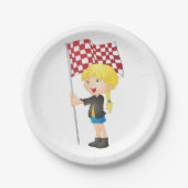 Meisje dat een Bord met gecontroleerd vlagpapier b (Voorkant)