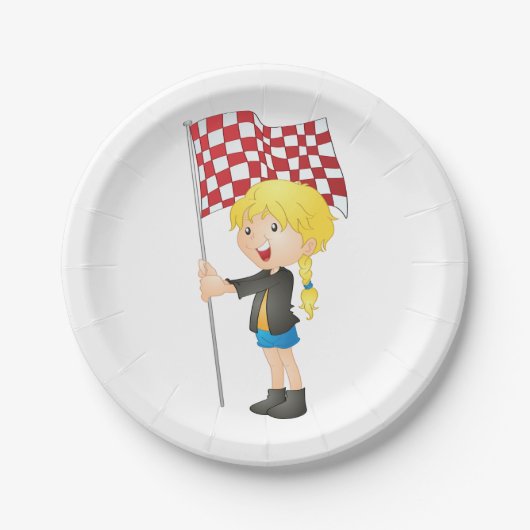 Meisje dat een Bord met gecontroleerd vlagpapier b (Voorkant)