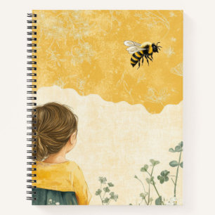 Meisje dat een hommel bekijkt notitieboek