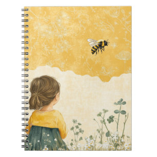 Meisje dat een hommel bekijkt notitieboek