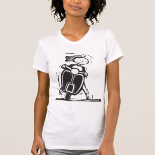 Meisje dat een scooter vrouw maakt t-shirt