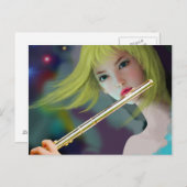 Meisje dat Flute 2 speelt Briefkaart (Voorkant / Achterkant)