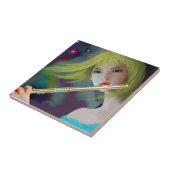 Meisje dat Flute 2 speelt Tegeltje (Zijkant)