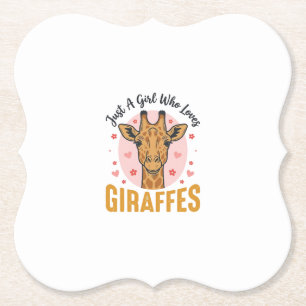 Meisje dat giraffen leuk vindt Vintage graveerontw Kartonnen Onderzetters