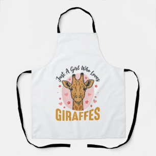Meisje dat giraffen leuk vindt Vintage graveerontw Schort