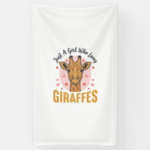 Meisje dat giraffen leuk vindt Vintage graveerontw Spandoek