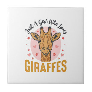 Meisje dat giraffen leuk vindt Vintage graveerontw Tegeltje