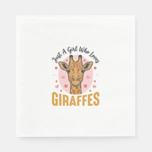 Meisje dat giraffen liefheeft Vintage graveerontwe Servet