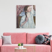 Meisje dat haar haar haar haar schikt, 1886 (olie canvas afdruk (Insitu (Woonkamer))