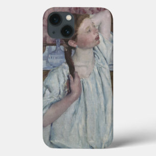 Meisje dat haar haar haar haar schikt, 1886 (olie iPhone 13 hoesje