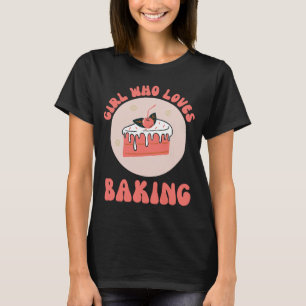 Meisje dat houdt van baken met zoete Cake Bakery H T-shirt