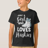 Meisje dat houdt van Huskies Siberian Husky Honden T-shirt (Voorkant)