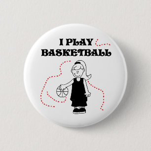 Meisje dat ik Basketball speel Ronde Button 5,7 Cm