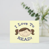 Meisje dat ik graag T-shirts en cadeautjes lees Briefkaart (Staand voorkant)