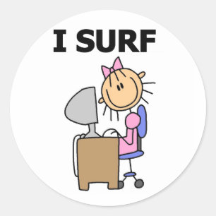 Meisje dat ik Surf op het web Ronde Sticker