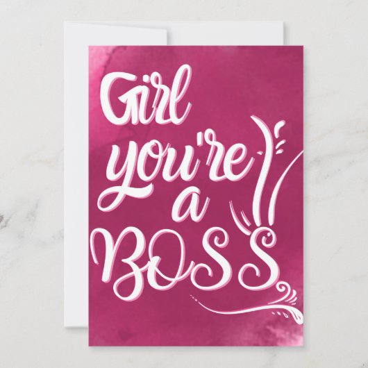 meisje dat je een baas bent.. ...dame baas citeert feestdagenkaart (Voorkant)