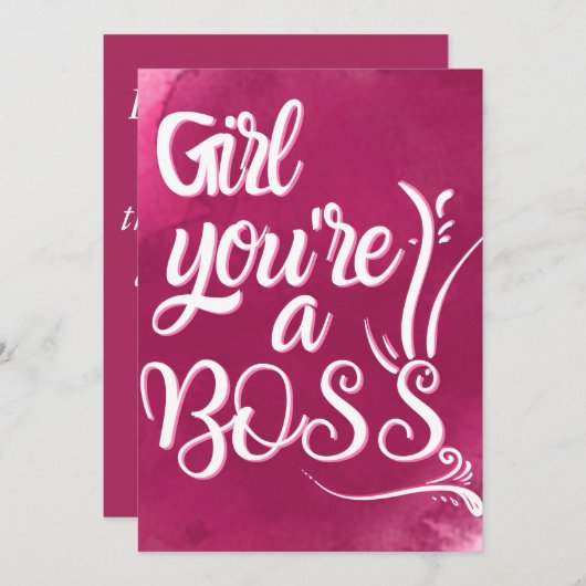 meisje dat je een baas bent.. ...dame baas citeert feestdagenkaart (Voorkant / Achterkant)